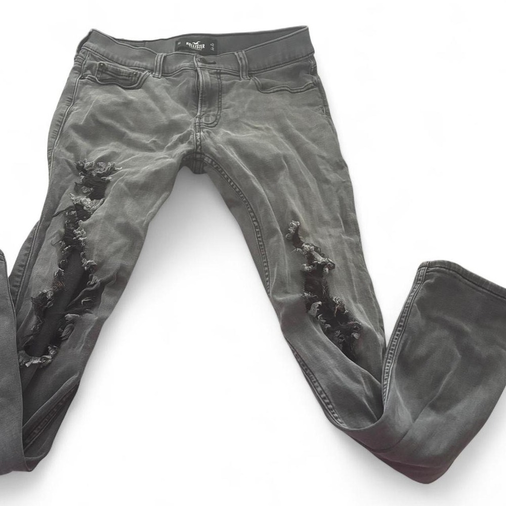 Hollister Gray Distressed Super Skinny Jeans Size 32